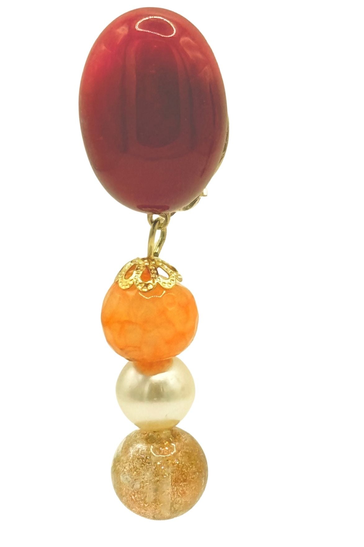 BOUCLES D'OREILLES CLIPS AGATES ORANGE ET