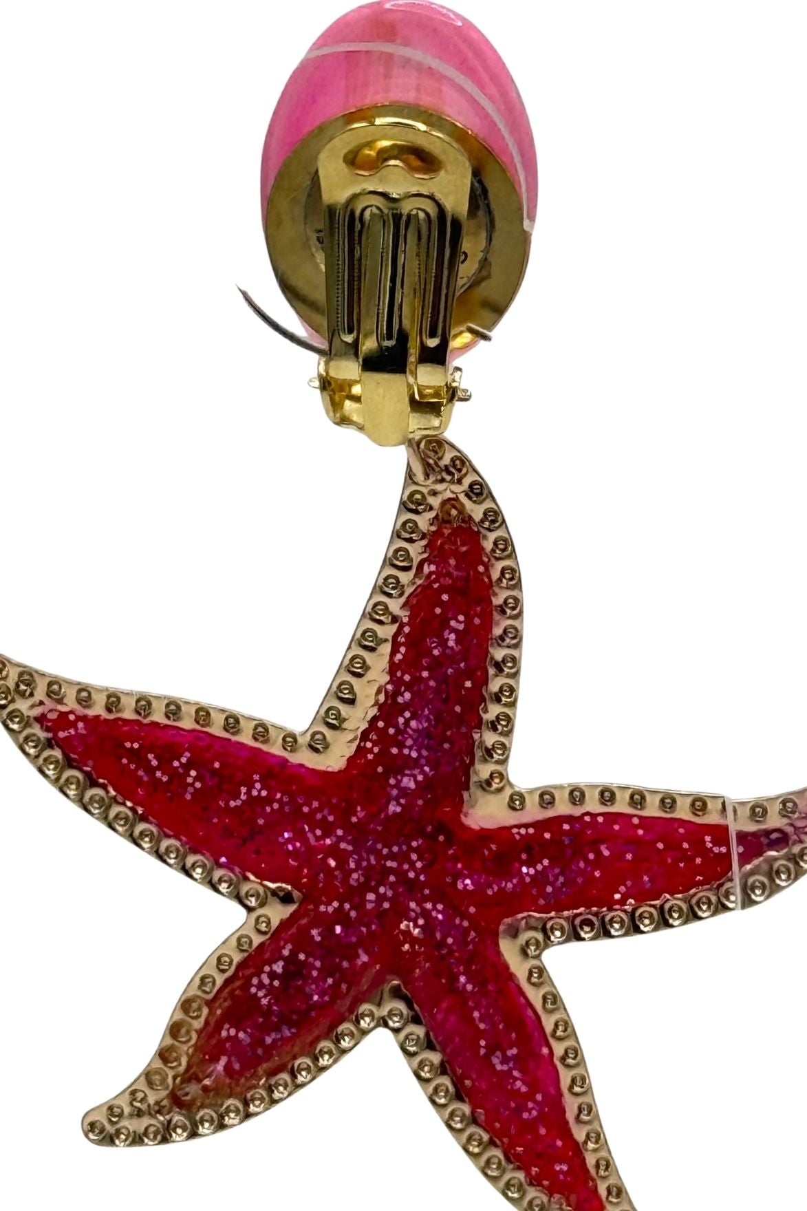 BOUCLES D'OREILLES CLIPS ROSES ET ETOILE DE MER PLAQUE OR