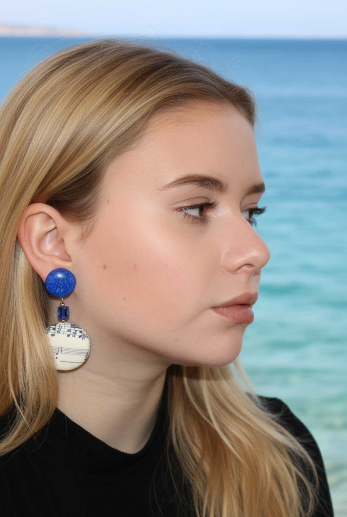 Boucles d'oreilles clip avec notes de musique