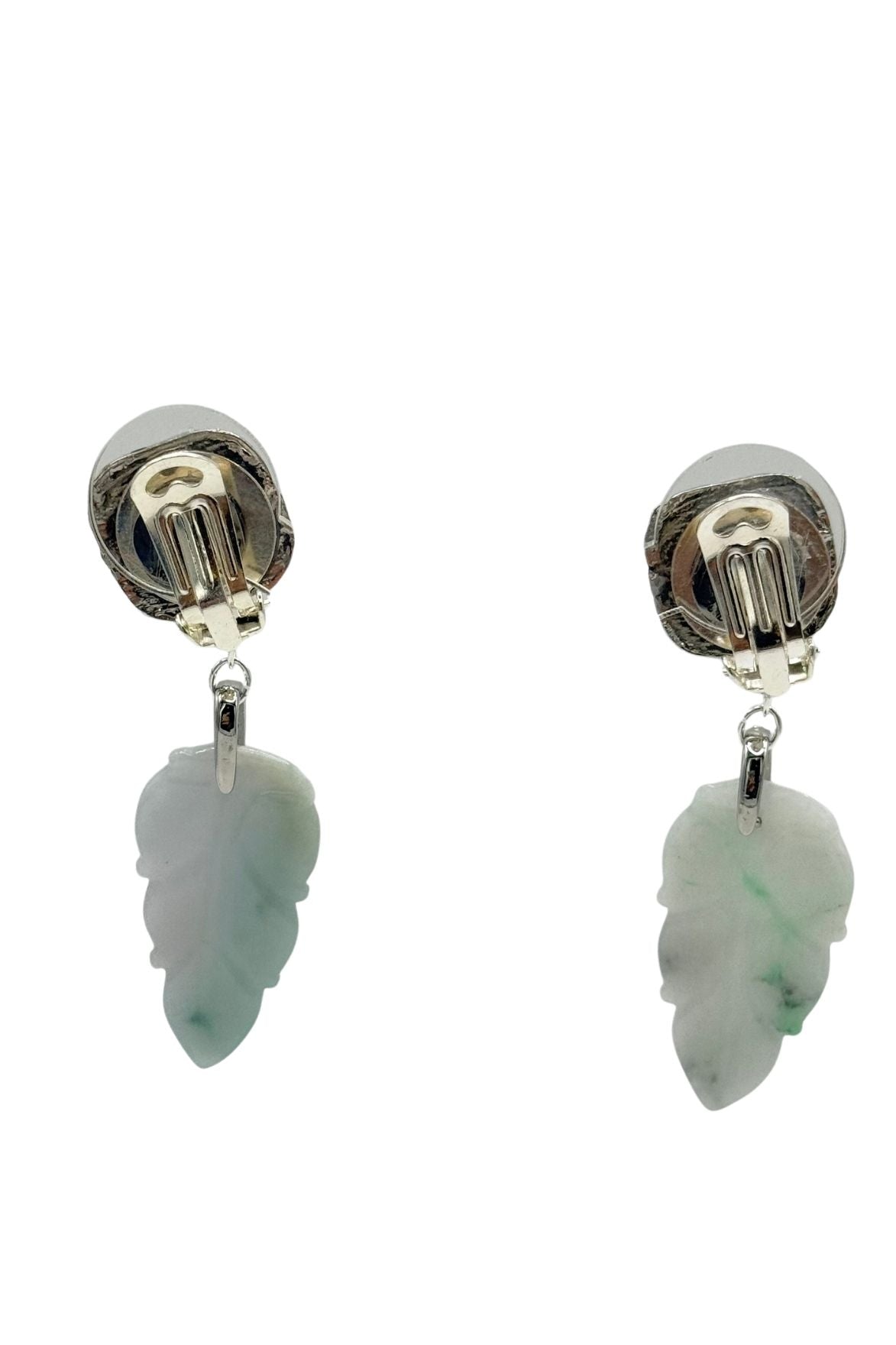 BOUCLES D'OREILLES CLIPS FEUILLE JADE