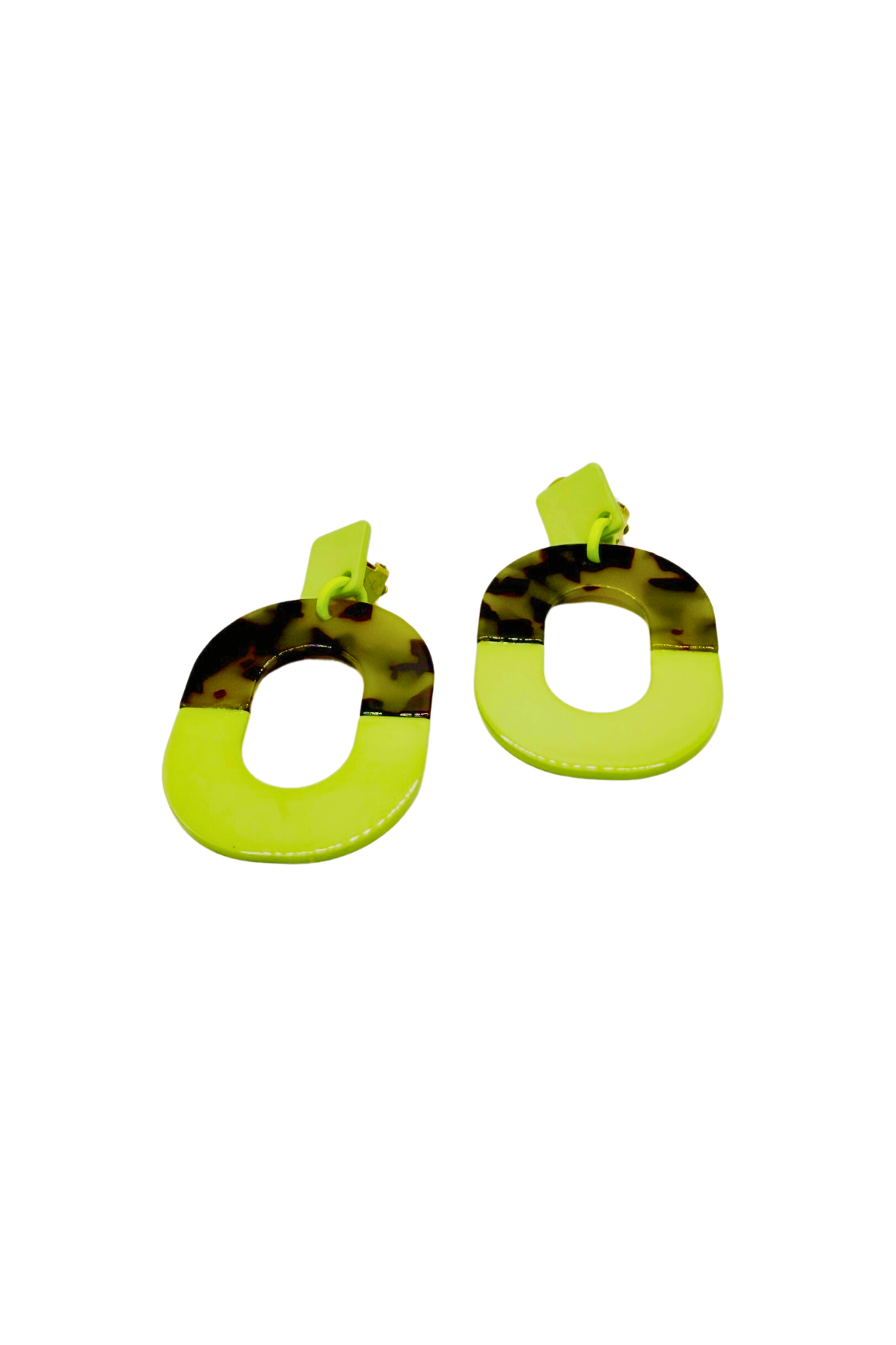 BOUCLES D'OREILLES CLIPS RESINE VERT ANIS