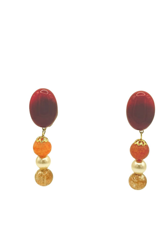 BOUCLES D'OREILLES CLIPS AGATES ORANGE ET