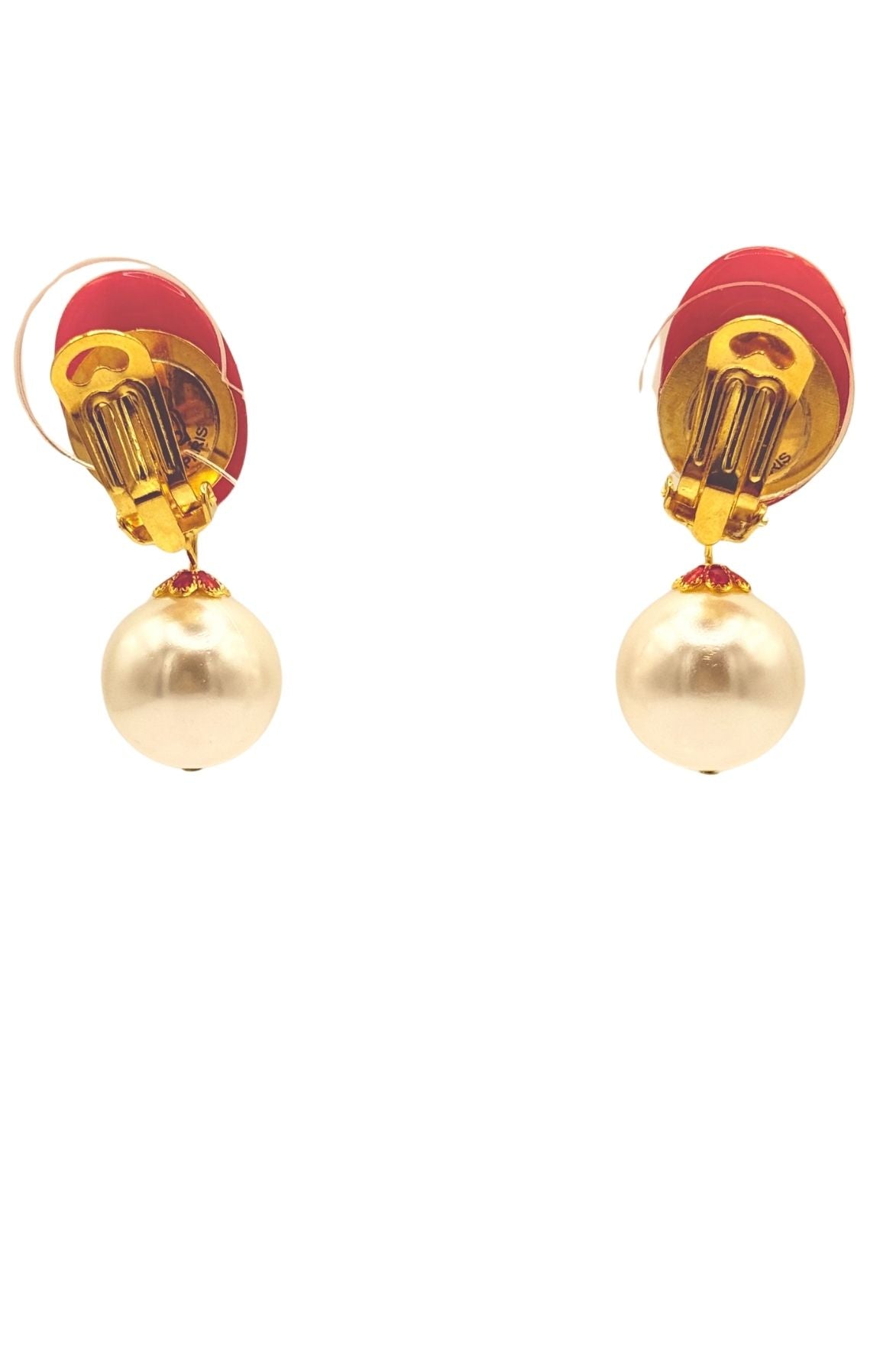 BOUCLES D'OREILLES CLIP RESINE ET PERLES FANTAISIE