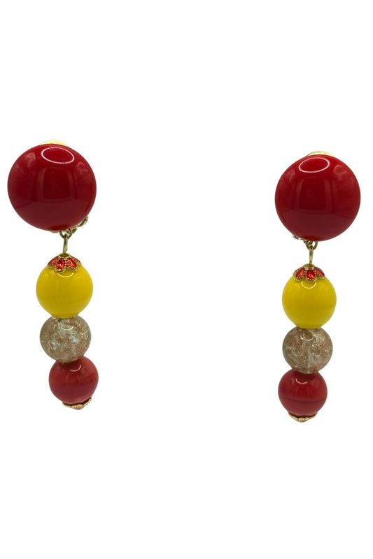BOUCLES D'OREILLES CLIPS EN RESINE ROUGE