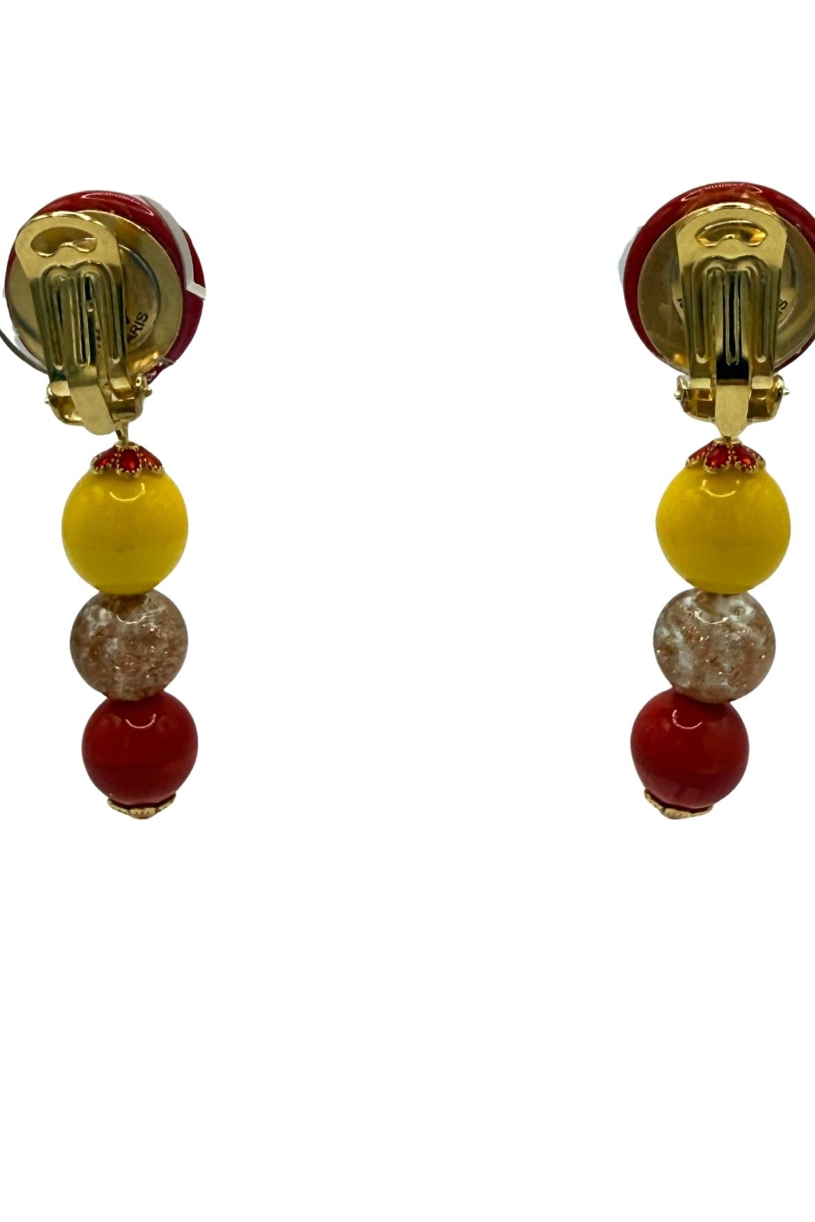 BOUCLES D'OREILLES CLIPS EN RESINE ROUGE