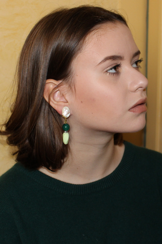 Boucles d'oreilles clip avec pierres naturelles