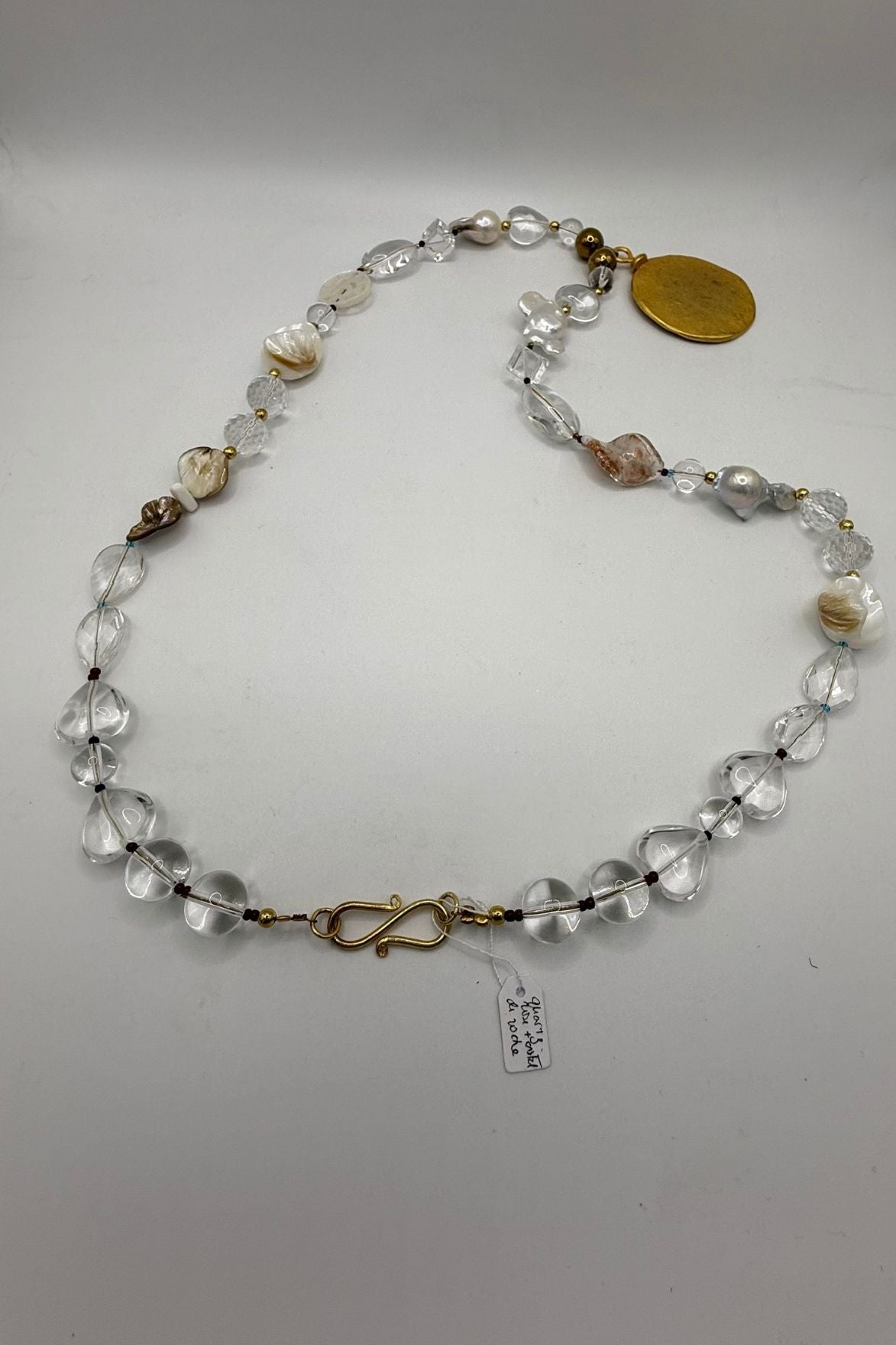 SAUTOIR CRISTAL DE ROCHE, SPHERE DOREE