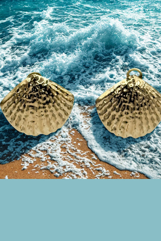 CLIPS EN METAL DORE ET RESINE PAILLETE TURQUOISE