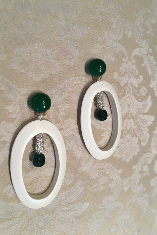 Boucles d'oreilles clip Agate verte